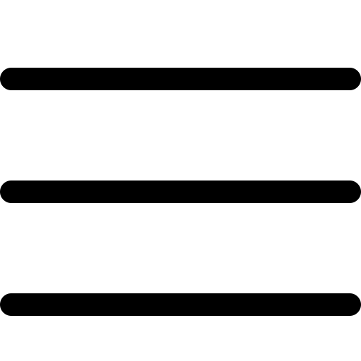 Minimalist black hamburger menu icon with three horizontal bars stacked vertically.